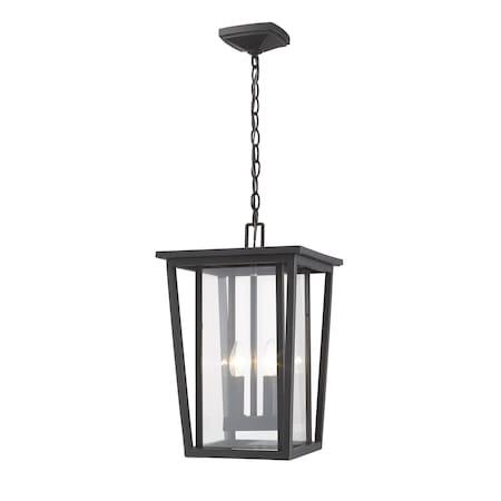 Seoul 2 Light Outdoor Chain Mount Ceiling Fixture, Oil Rubbed Bronze & Clear